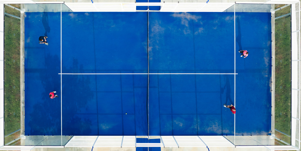 Padel court aerial view on display of the website